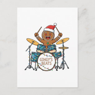 Lebkuchenmann-Trommler Lustiger Weihnachtsrock Xma Postkarte
