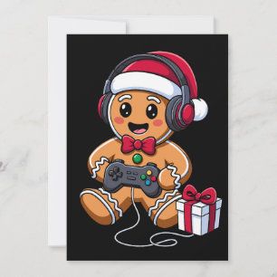 Lebkuchenmann Weihnachten Gamer Kopfhörer Geschenk Einladung