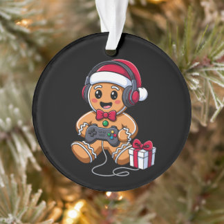Lebkuchenmann Weihnachten Gamer Kopfhörer Geschenk Ornament
