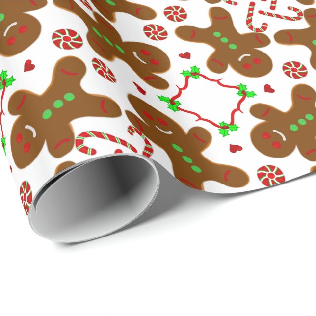 Lebkuchenmann Weihnachten Monograme Geschenkpapier (Rolleneckpunkt)