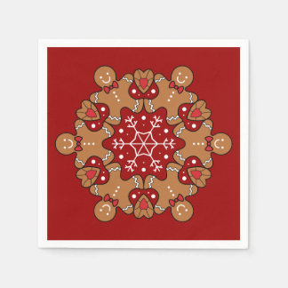 Lebkuchenmänner und Schneeflocken-Mandalas Serviette