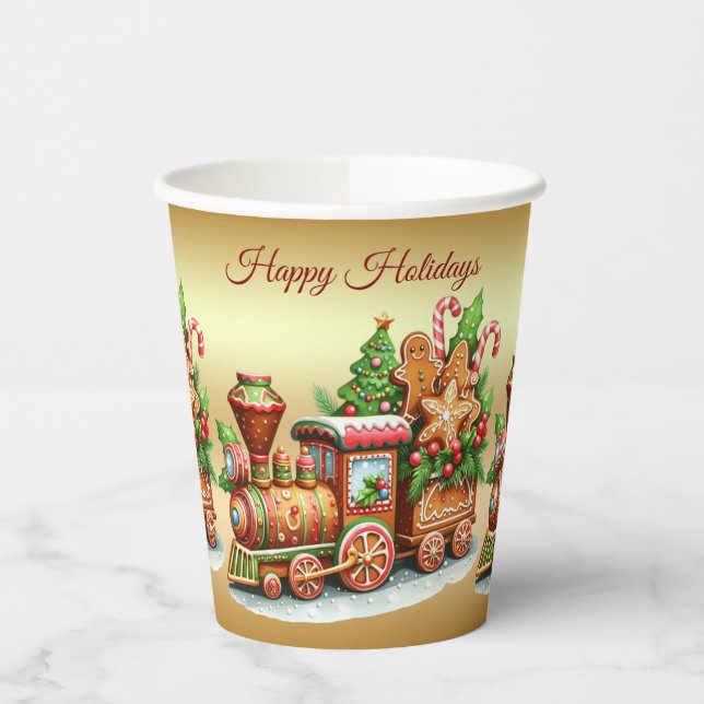 Lebkuchenzug-Feiertags-Papierbecher Pappbecher (Links)