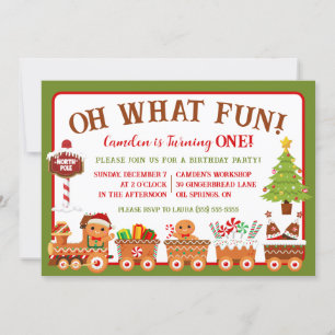 Lebkuchenzug, Oh was Spaß! 1. Geburtstag Party Einladung