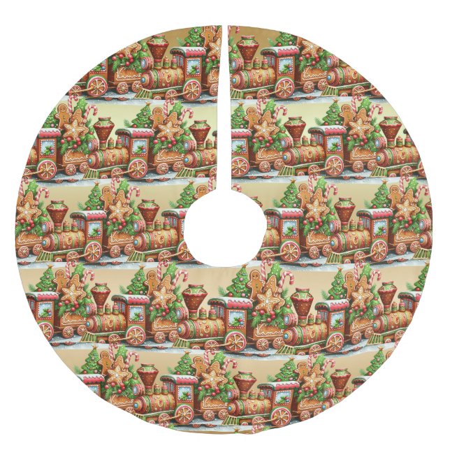 Lebkukenzug-Weihnachtsbaum-Unterlage Polyester Weihnachtsbaumdecke (Vorderseite)
