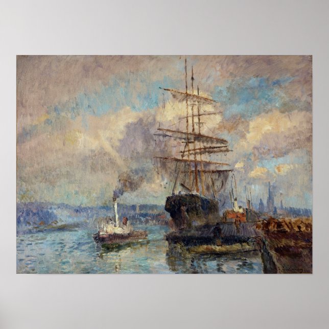 Lebourg - im Hafen von Rouen Poster (Vorne)
