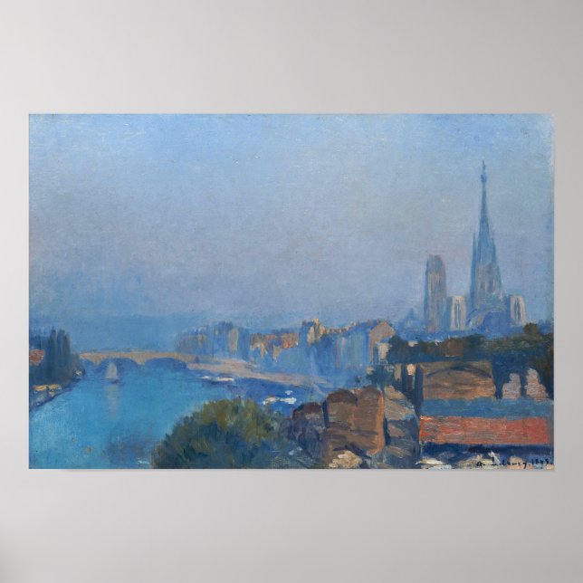 Lebourg - Seine und Kathedrale entlang laufen Poster (Vorne)