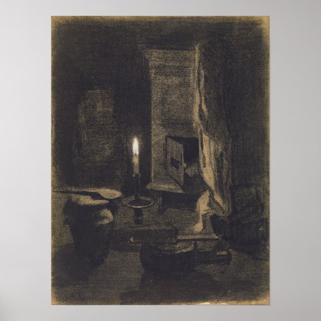 Lebourg - Stillleben mit Kerze Poster (Vorne)