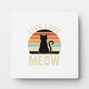 Lebt Liebt Miau Vintage-Katze Sonnenuntergang Desi Fotoplatte