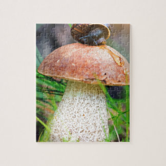 Leccinum auf Gras mit Schnecke Puzzle