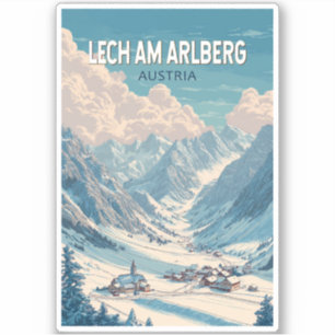 Lech am Arlberg Österreich Illustration Travel Art Aufkleber