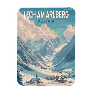 Lech am Arlberg Österreich Illustration Travel Art Magnet