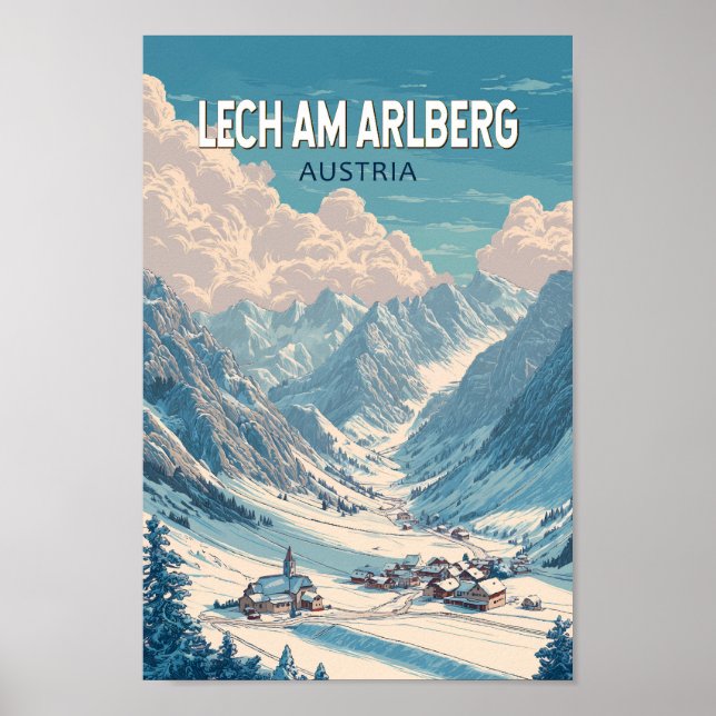 Lech am Arlberg Österreich Illustration Travel Art Poster (Vorne)