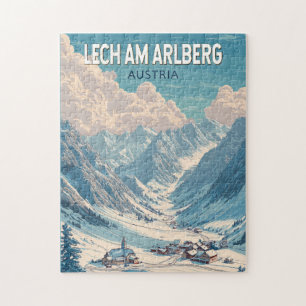 Lech am Arlberg Österreich Illustration Travel Art Puzzle