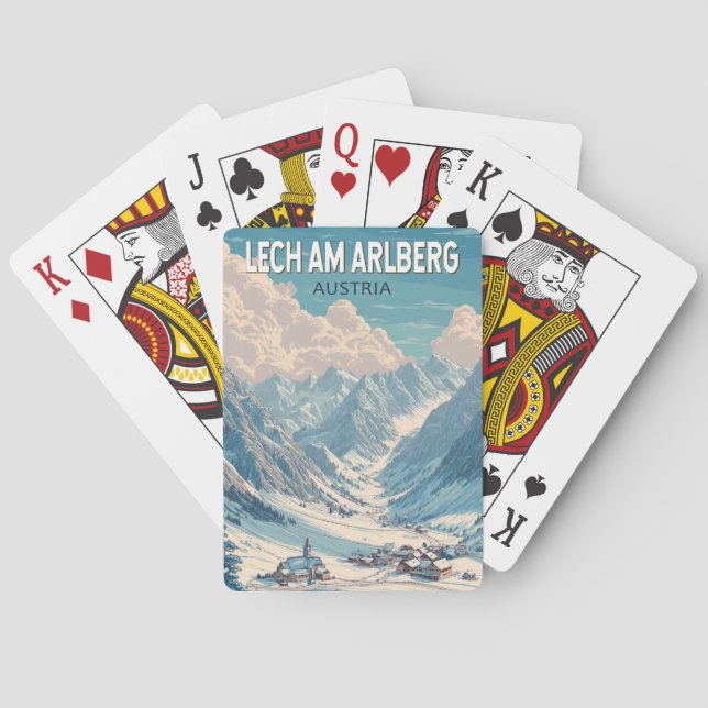 Lech am Arlberg Österreich Illustration Travel Art Spielkarten (Rückseite)