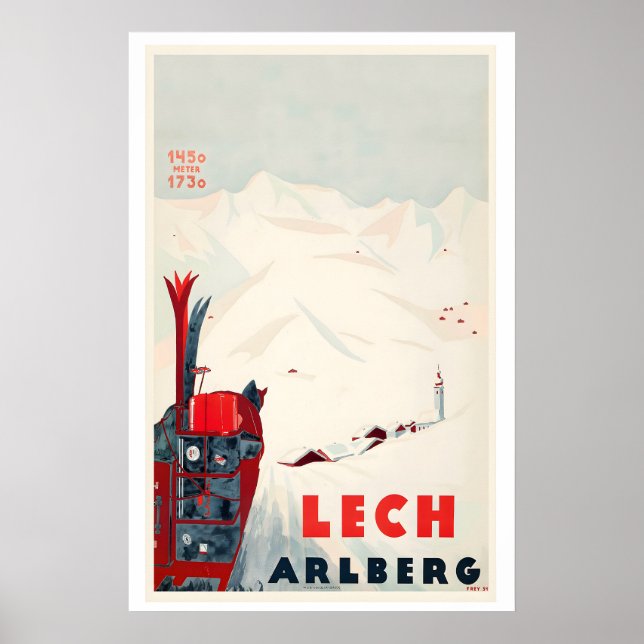 Lech am Arlberg Österreich Vintage-Ski-Poster Poster (Vorne)