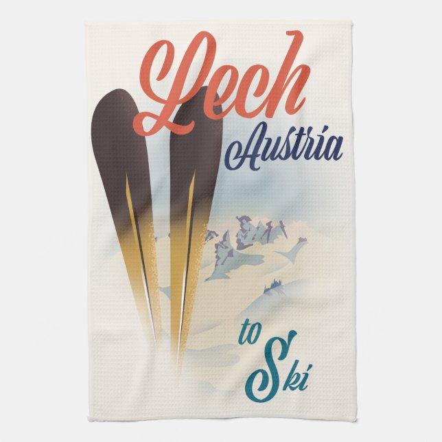 Lech Austria Ski Poster Geschirrtuch (Vertikal)