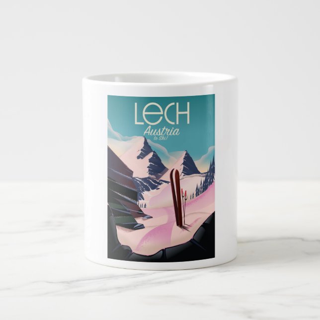 Lech Austria Ski Poster. Jumbo-Tasse (Vorderseite)