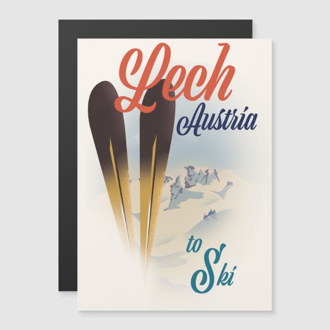 Lech Austria Ski Poster Magnetkarte (Vorne/Hinten)