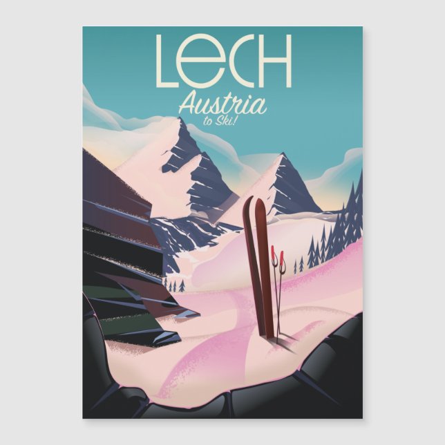 Lech Austria Ski Poster. Magnetkarte (Vorderseite)