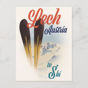 Lech Austria Ski Poster Postkarte