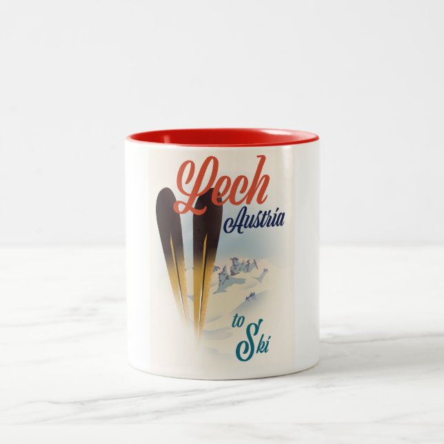 Lech Austria Ski Poster Zweifarbige Tasse (Mittel)