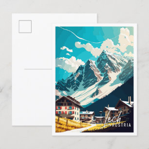 Lech Österreich Kunst Vintage-Reiseillustration Postkarte