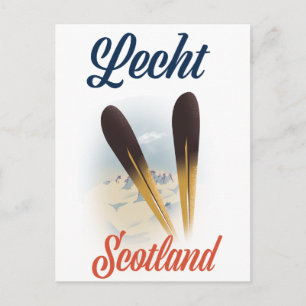 Lecht Scotland Ski Plakat Reise Kunst Postkarte