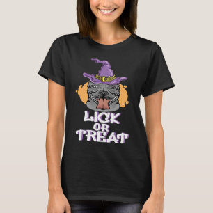 Leck oder Behandle Blaue-Nase-Pitbull-Halloween-Ko T-Shirt