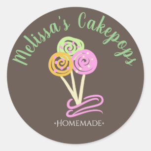 Lecker Cakepop-Logo-Banner Selbstgebackene Bäckere Runder Aufkleber