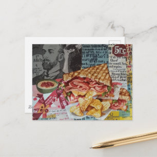 lecker Sandwich und Chips Junk Journal Collage Postkarte