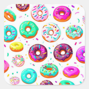 Leckere Creme-Donuts Muster Quadratischer Aufkleber