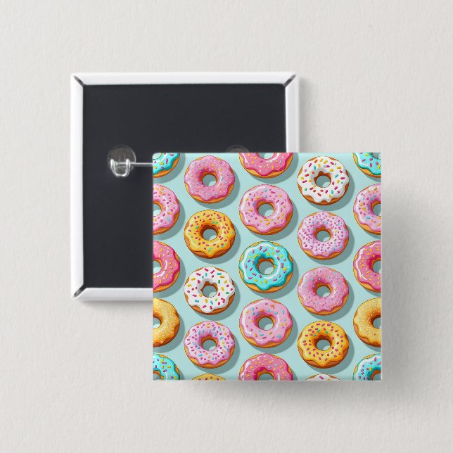 Leckere Cremedonuts blau Button (Vorne & Hinten)