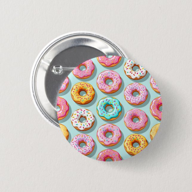 Leckere Cremedonuts blau Button (Vorne & Hinten)