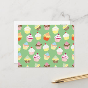 Leckere dekorierte Geburtstagscupcakes Postkarte