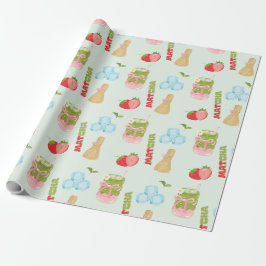 Leckere Erdbeer-Matcha mit Schleife Geschenkpapier