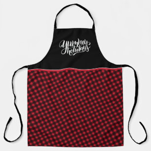 Leckere Feiertage Tartan Schwarz Rot Kariert Typog Schürze