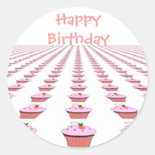 Leckere Geburtstagscupcakes Runder Aufkleber
