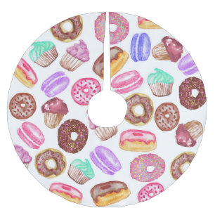 Leckere handgemalte Aquarell-Nachtische Polyester Weihnachtsbaumdecke