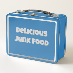 Leckere Junk Food Retro Blau Old School Metall Brotdose