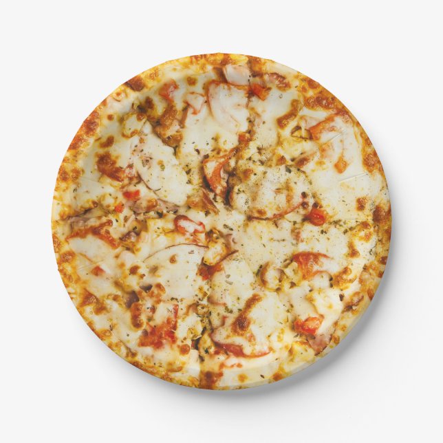 Leckere Käsepizza  Pappteller (Vorderseite)