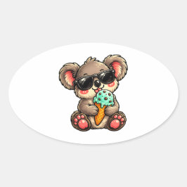 Leckere Koala-Eiscreme Ovaler Aufkleber