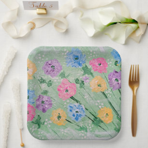 Leckere Pastelle, florale, 9" Teller aus Papier