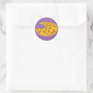 Leckere Pizza-Scheiben Cartoon-Design Runder Aufkleber
