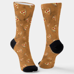 Leckere Pizzastücke im Vintage-Orange-Braun-Muster Socken