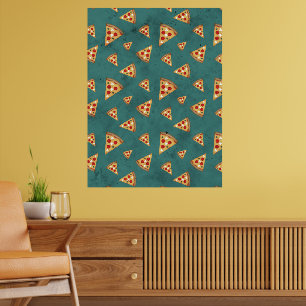 Leckere Pizzastücke im vintage Türkismuster Poster