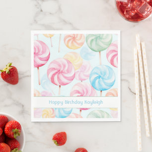 Leckere Süßigkeiten Lutscher Whimsical Geburtstag Serviette