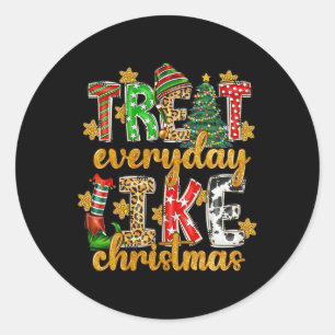 Leckerei Alltag wie Weihnachten Elf Xmas Pjs Men W Runder Aufkleber