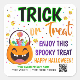 Leckerei des QR-Codes für Trick oder Treat Hallowe Quadratischer Aufkleber