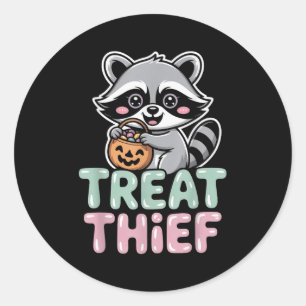 Leckerei Dieb-Raccoon mit Niedlichem Hallowin aus Runder Aufkleber
