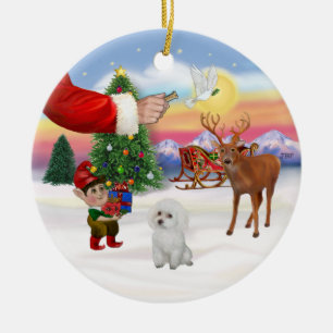 Leckerei für ein weißes Poodle (Spielzeug) Keramik Ornament